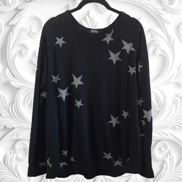 Buffalo David Bitton Black Long Sleeve Sweater with Silver Stars Size Medium - Picture 1 of 2